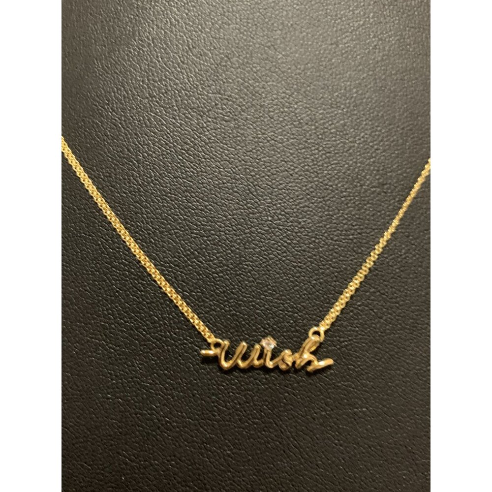 18K Gold Necklace Chain Wish Cubic Zirconia 17 inches 1 inch extension 2.43 gram - Picture 5 of 6